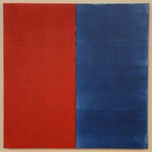 rot-blaue Malerei, Contemporary Art.Öl auf Leinwand auf Holz.